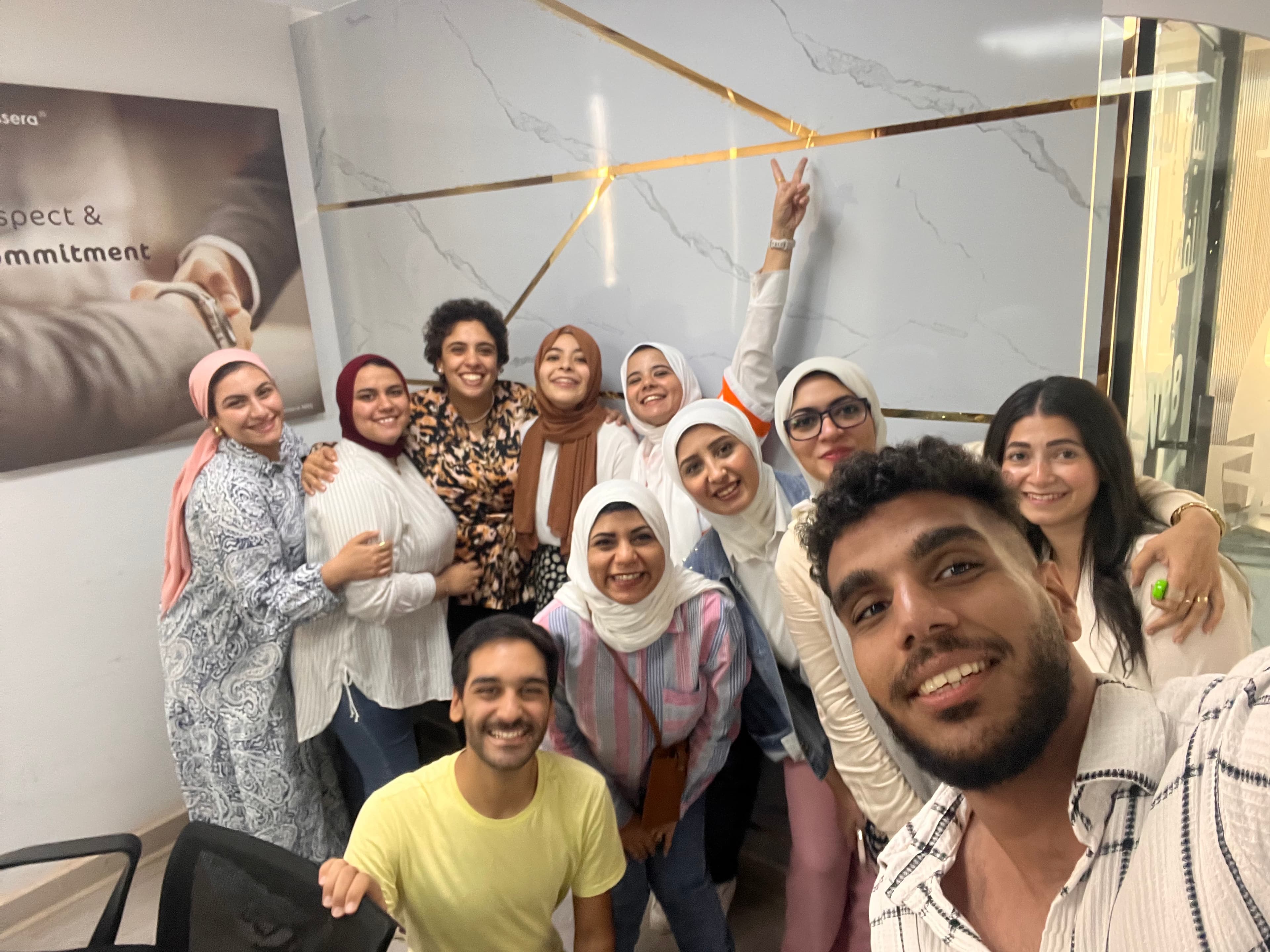 Adel with Classera employees during the internship